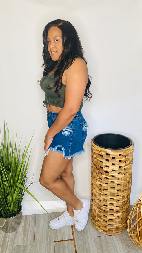 Walk it like I talk it -denim skort (medium wash)